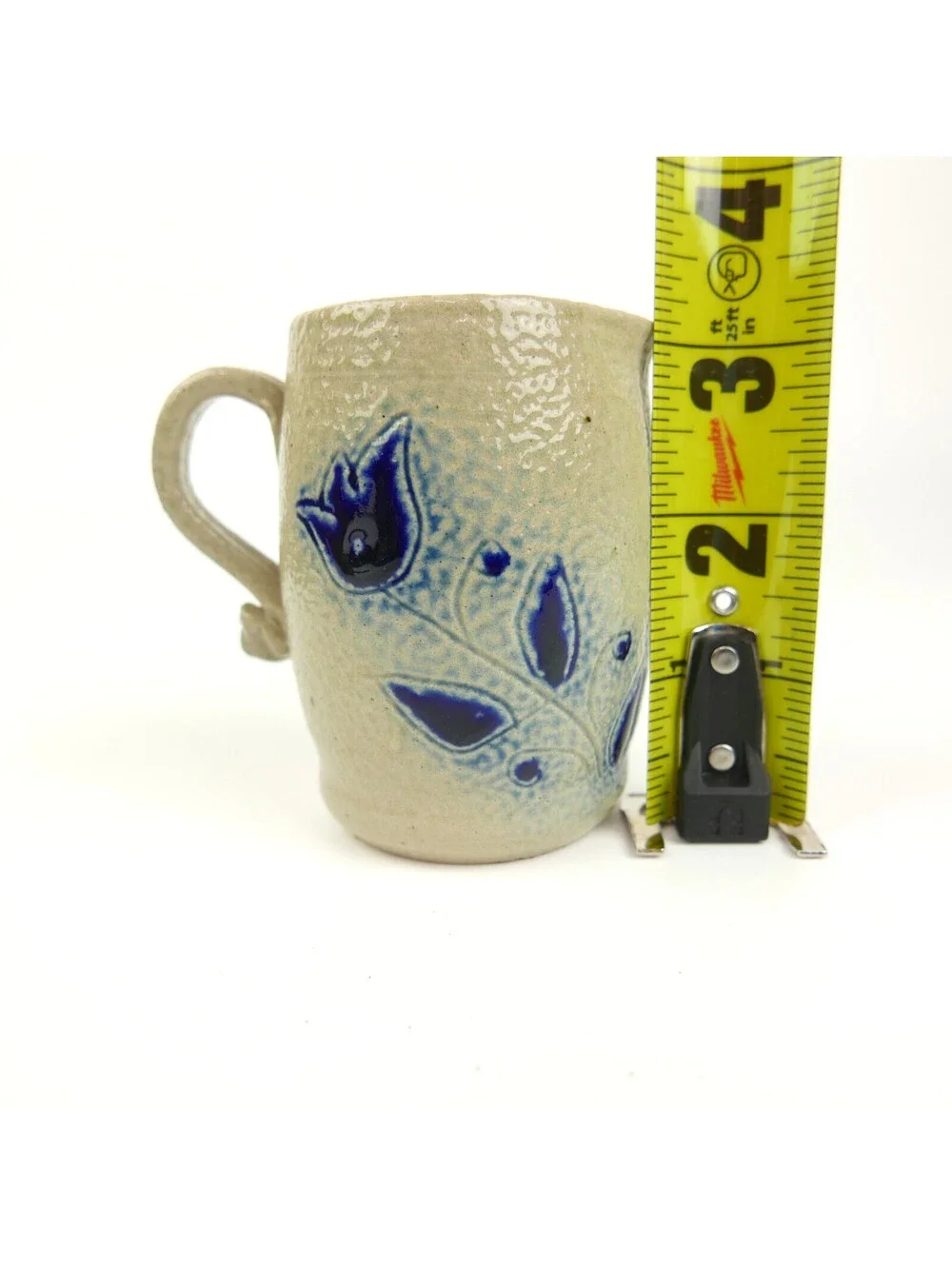 Vintage Williamsburg Pottery Salt Glaze Stoneware Pitcher Creamer Cobalt Tulip